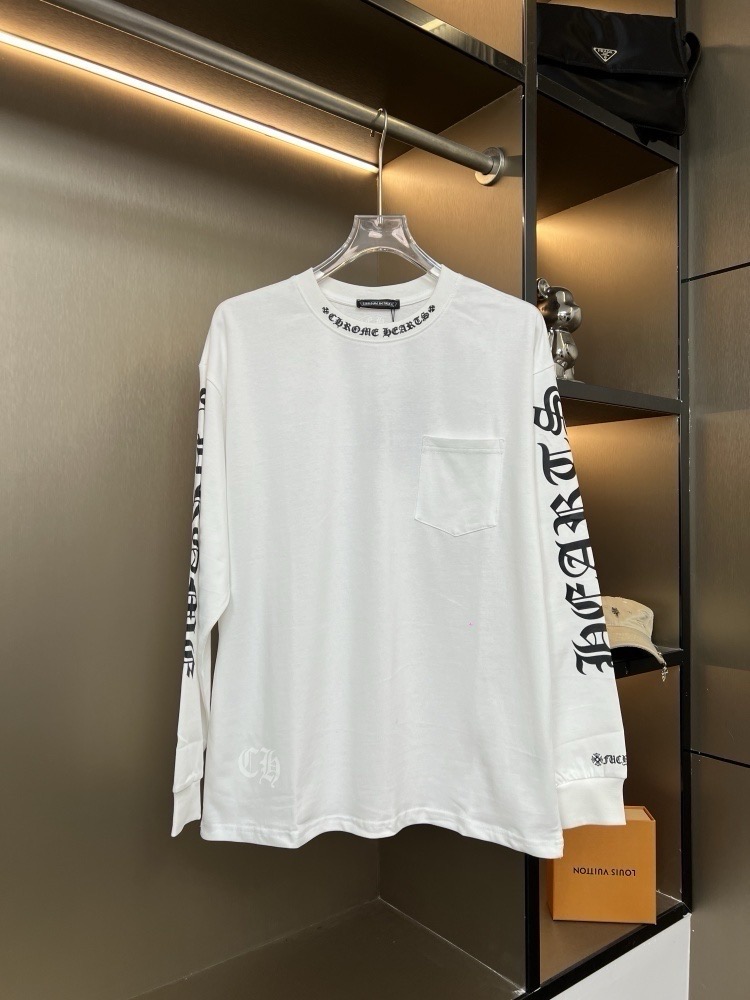 Chrome Hearts 2025FW New Style Sanskrit Letter Neckline Casual Long-Sleeved Shirt for Couples