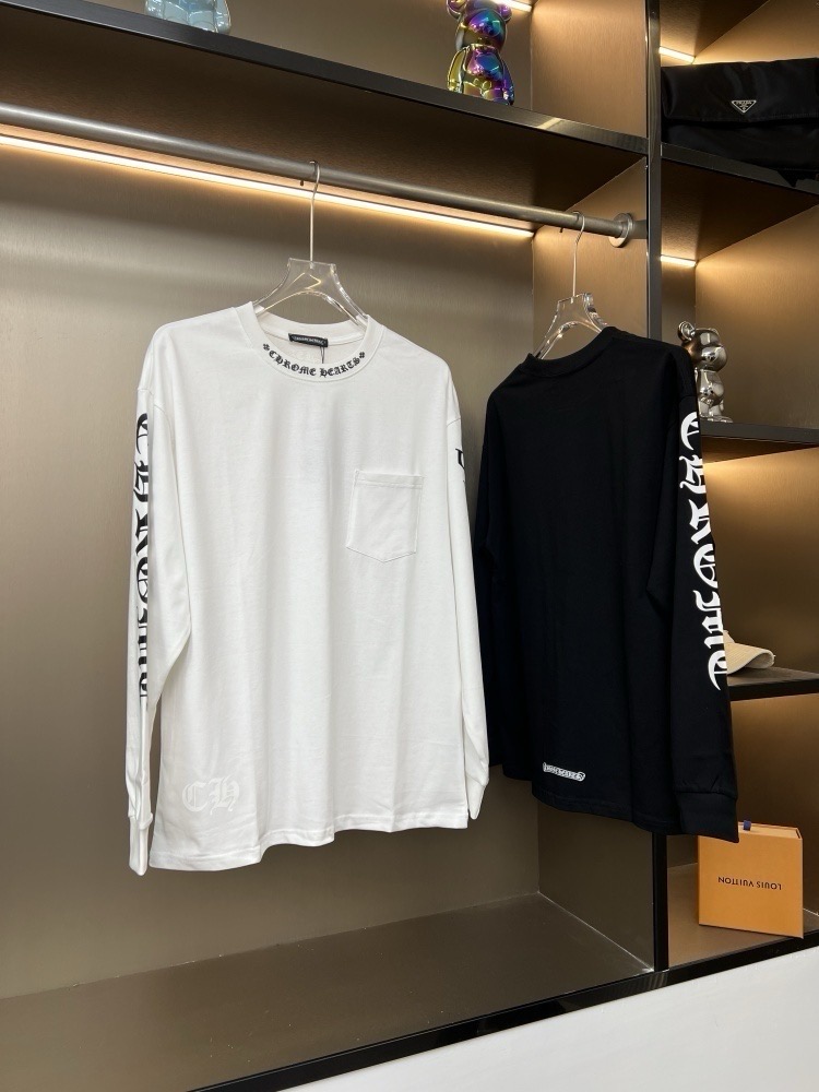 Chrome Hearts 2025FW New Style Sanskrit Letter Neckline Casual Long-Sleeved Shirt for Couples