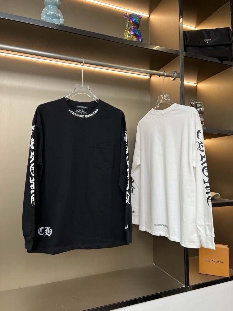 Chrome Hearts 2025FW New Style Sanskrit Letter Neckline Casual Long-Sleeved Shirt for Couples