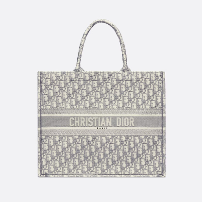 【Dior】Dior Book Tote バッグ ラージ ディオール オブリーク エンブロイダリー (42 x 35 x 18.5 cm)