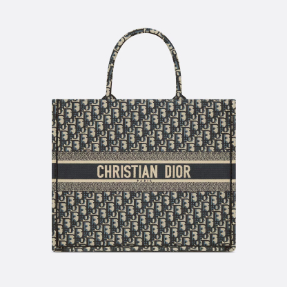 【Dior】Dior Book Tote バッグ ラージ ディオール オブリーク エンブロイダリー (42 x 35 x 18.5 cm)