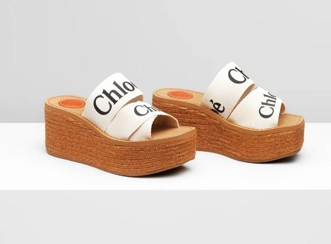 【Chloe】ウェッジミュール キャンバス製「Woody」ウェッジミュール