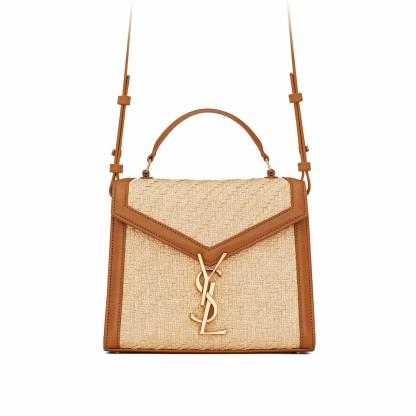 【Saint Laurent】山本美月さん同項大人気新作バッグを驚きプライスでGET！ラフィアとベジタブルタンニンレザー製 カサンドラ ミニトップハンドルバッグ