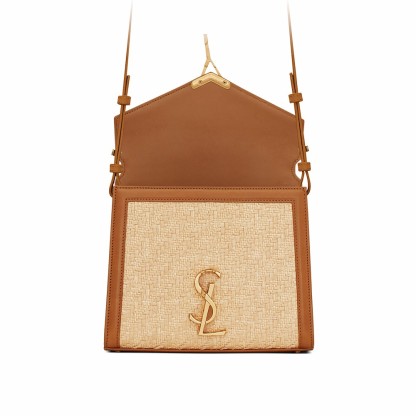 【Saint Laurent】山本美月さん同項大人気新作バッグを驚きプライスでGET！ラフィアとベジタブルタンニンレザー製 カサンドラ ミニトップハンドルバッグ