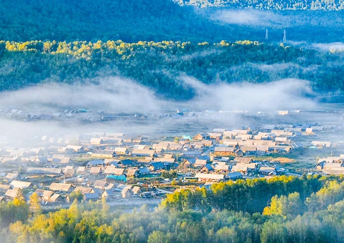 Hemu Village in the morning mist
