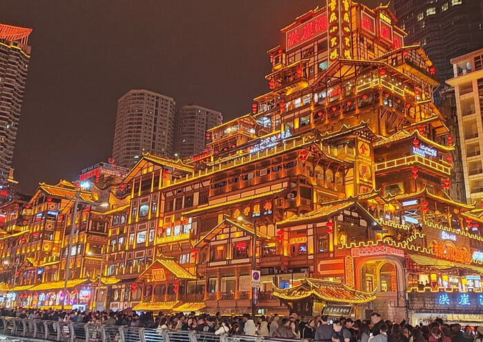Stunning night view of Hongyadong, Chongqing