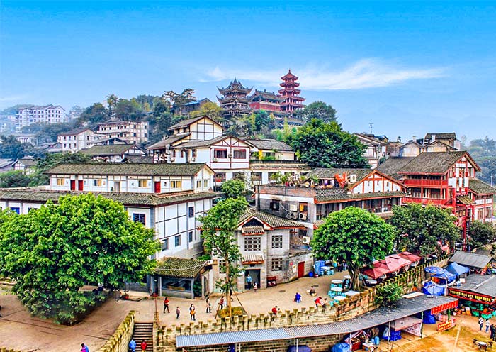 Panoramic view of Ciqikou Ancient Town, Chongqing