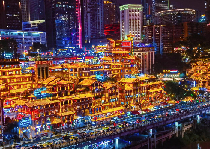 The stunning night view of Hongyadong in Chongqing