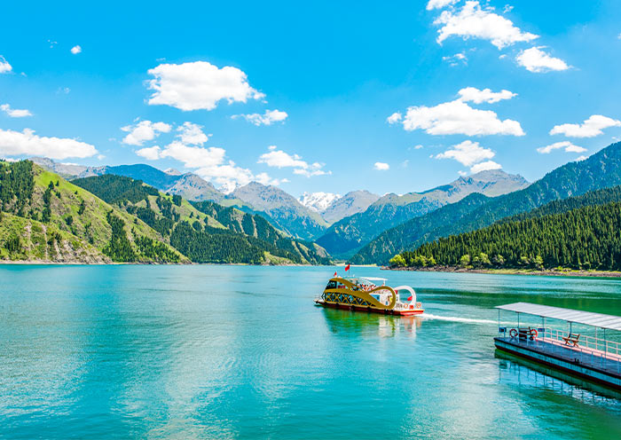 Boat trip to Tianchi Lake in Tianshan