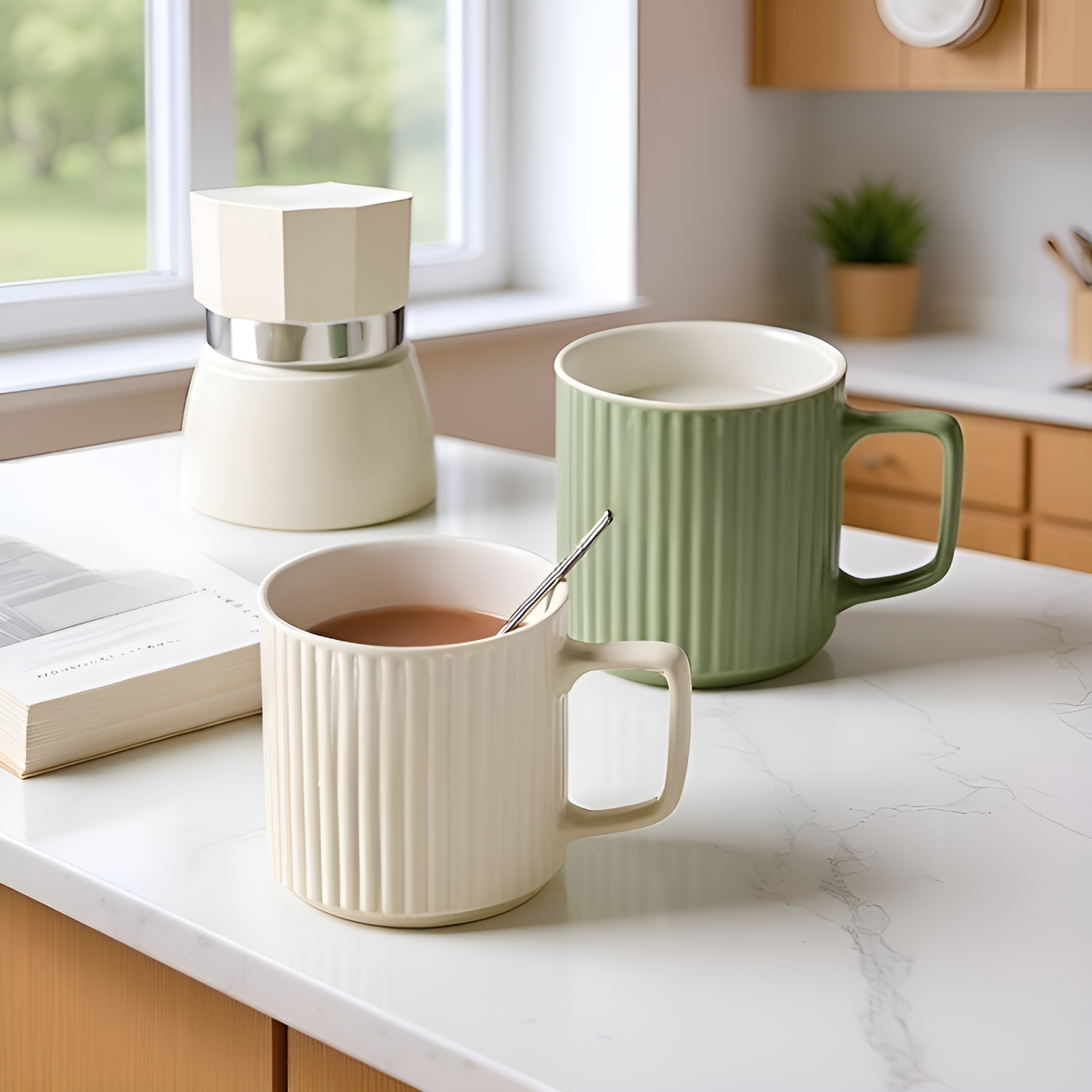 고급스러운 마크가 새겨진 물컵