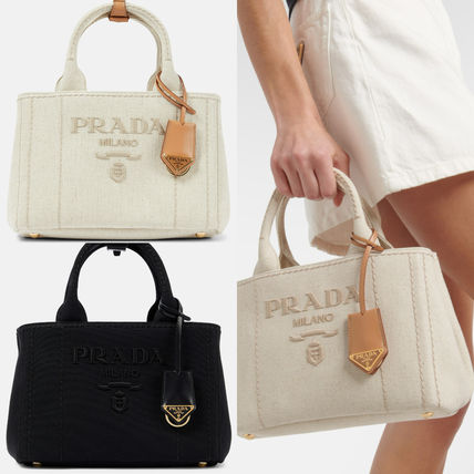 新作*PRADA*ジャルディニエラキャンバス2wayトートハンドバッグ