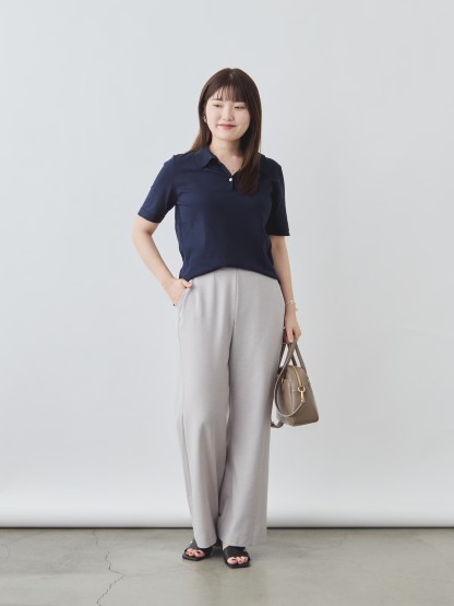 リネンライクパンツ セミワイド