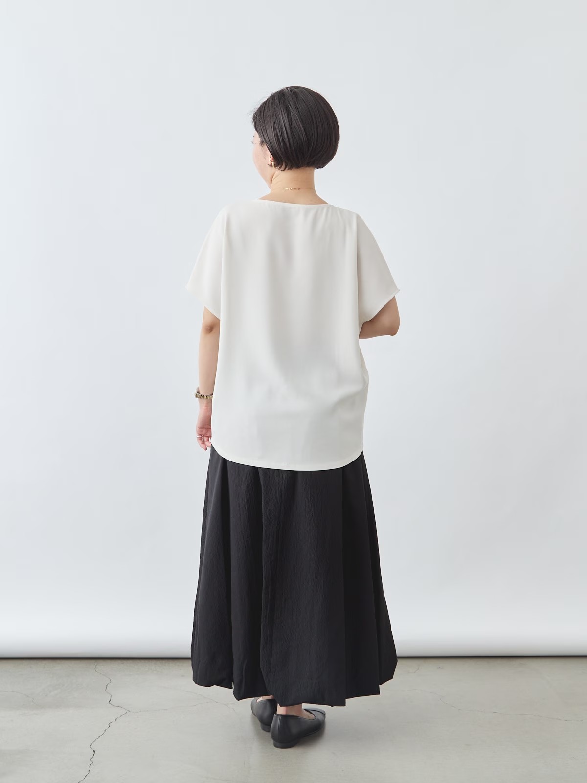 洗えるフレンチスリーブブラウス