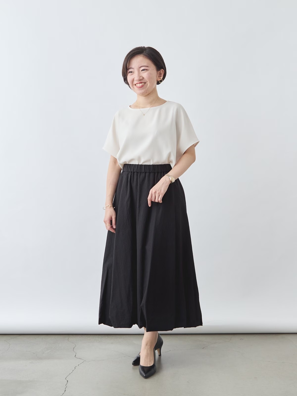 洗えるフレンチスリーブブラウス