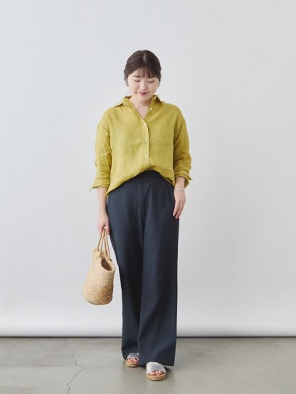 リネンライクパンツ セミワイド