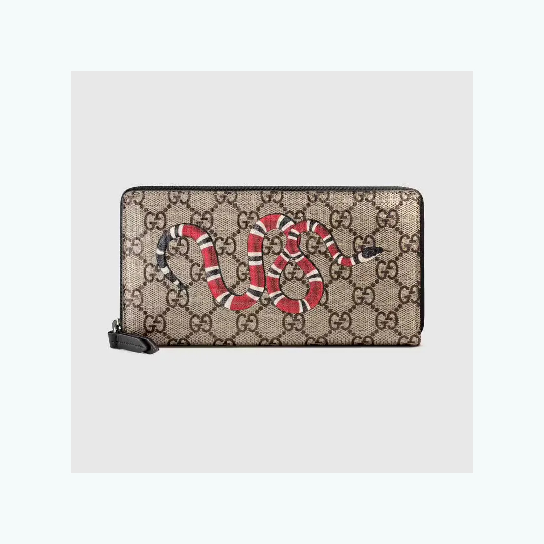 スネーク プリント GGスプリーム キャンバス ジップアラウンドウォレット