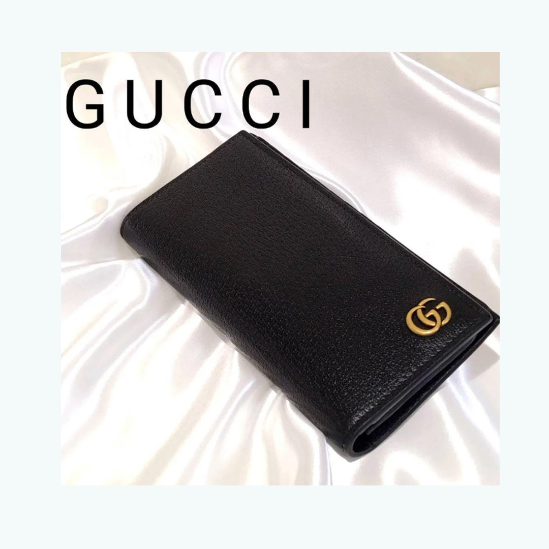 【国内発送★GUCCI】GGマーモント ダブルG ロゴ 長財布 ブラック