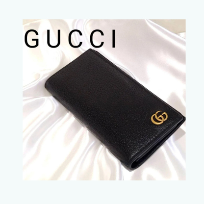 【国内発送★GUCCI】GGマーモント ダブルG ロゴ 長財布 ブラック