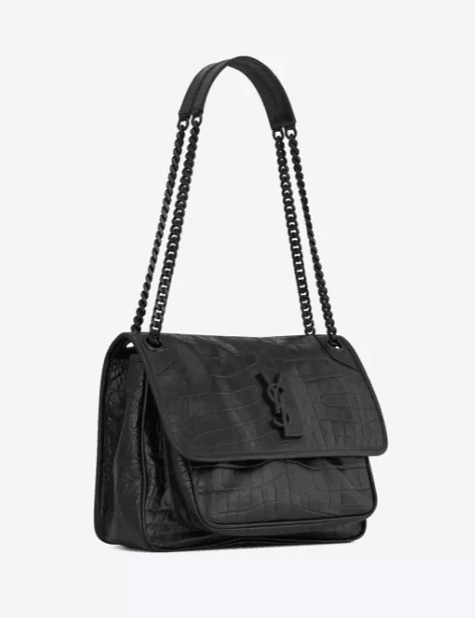 NIKIミディアムソフトクロコダイルエンボスレザーハンドバッグ