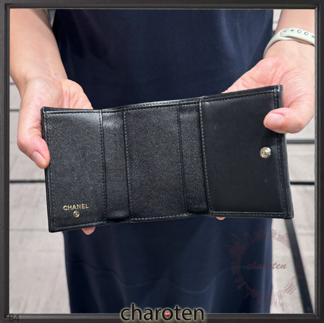 【追跡付】パール＆黒ストーンCC♡最小サイズ♪ミニ財布