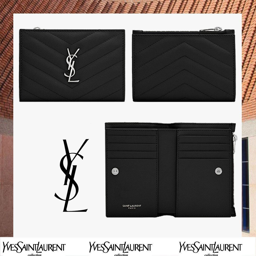 MONOGRAMキルティンググレインエンボスレザージッパー二つ折り財布