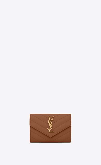 小文字のロゴグレインエンボスレザー封筒ウォレット