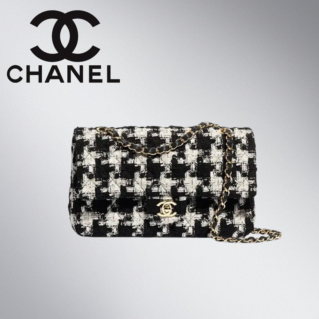 ★オシャレツイード【 CHANEL 】クラシック ハンドバッグ