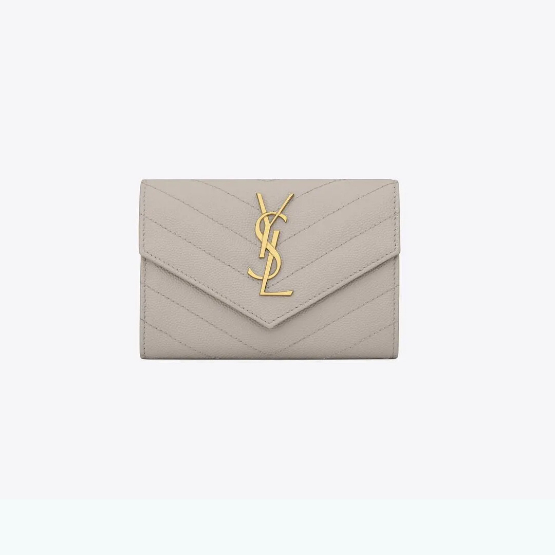 小文字のロゴグレインエンボスレザー封筒ウォレット