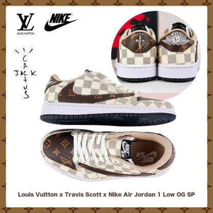 【日本未入荷】Louis Vuitton x Travis Scott x Nike Air Jordan 1 Low OG SP"Damier Azur/LV Monogram"【正規品】[代金引換]