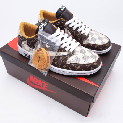 【日本未入荷】Louis Vuitton x Travis Scott x Nike Air Jordan 1 Low OG SP"Damier Azur/LV Monogram"【正規品】[代金引換]