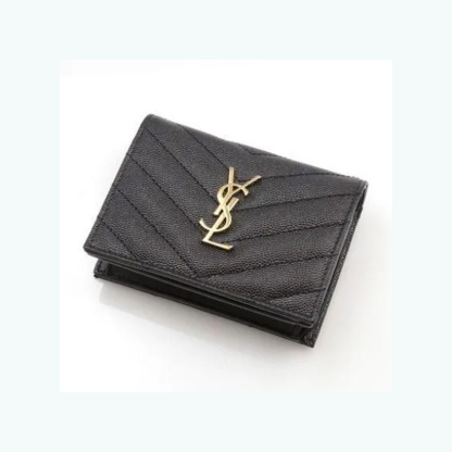 【Y S L】LOU マテラッセ二つ折り財布 ブラック (64107806)