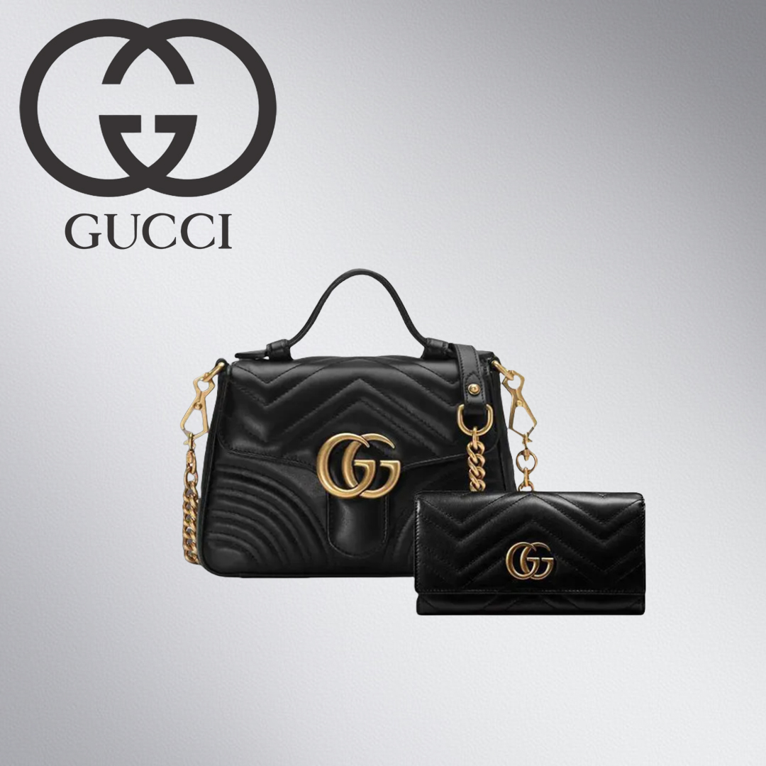 GUCCI〔GGマーモント〕ミニ トップハンドルバッグ&コンチネンタルウォレット 2点セット お得547260 DTDIT 1000