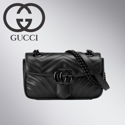 《注目★》Gucci GGマーモント スモールショルダーバッグ 黒／黒