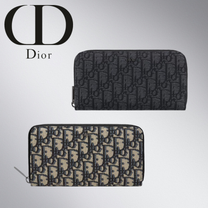 すぐ届く∞Dior国内発■ディオールオブリークジャカード 長財布