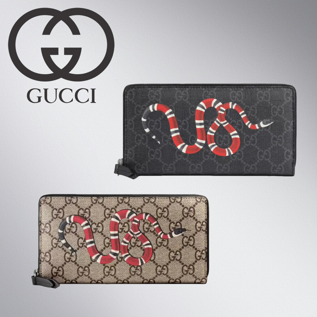 スネーク プリント GGスプリーム キャンバス ジップアラウンドウォレット