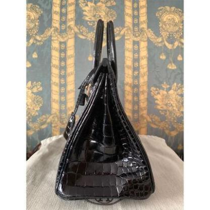 HERMES バーキン25 ポロサス クロコダイル ニロティカス 黒G金具