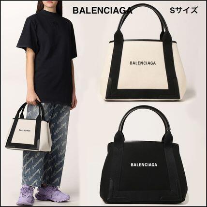 新作★Balenciaga★NAVY ロゴ SMALL CABAS トートバッグ (S)