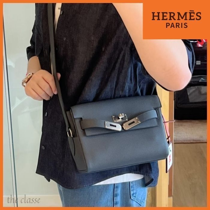 【上質なグレー】HERMES ケリー メッセンジャー PM