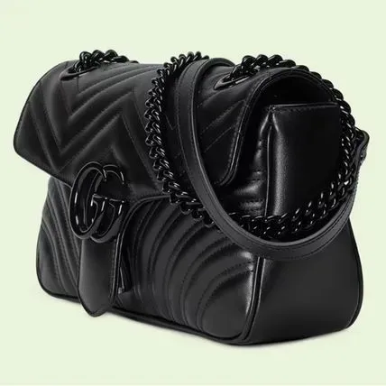 《注目★》Gucci GGマーモント スモールショルダーバッグ 黒／黒
