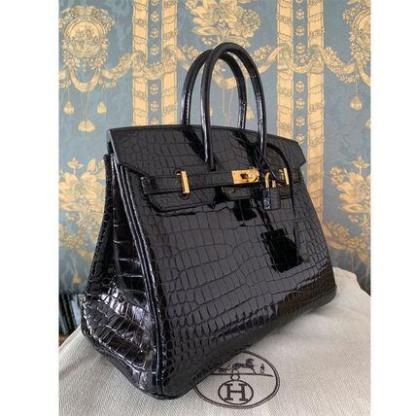 HERMES バーキン25 ポロサス クロコダイル ニロティカス 黒G金具