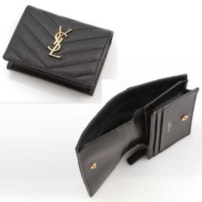 【Y S L】LOU マテラッセ二つ折り財布 ブラック (64107806)
