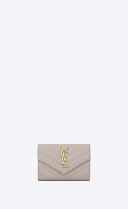 小文字のロゴグレインエンボスレザー封筒ウォレット