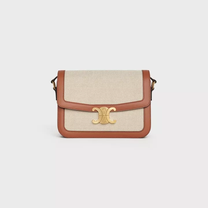 【Celine】ミディアム トリオンフ バッグ / テキスタイル＆ナチュラルカーフスキン