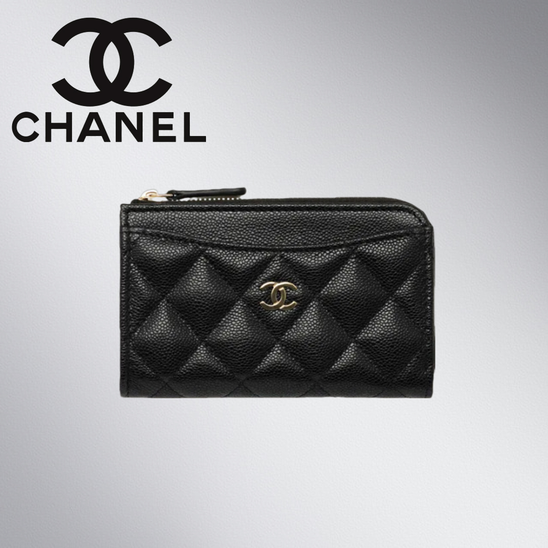 国内即発 CHANEL フラグメントケース キャビア ミニ財布