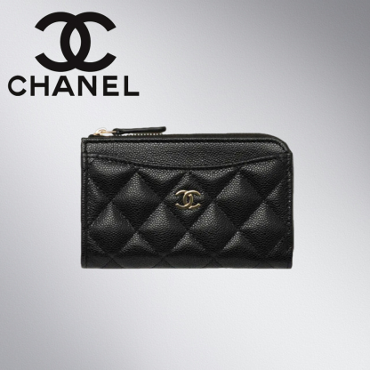 国内即発 CHANEL フラグメントケース キャビア ミニ財布