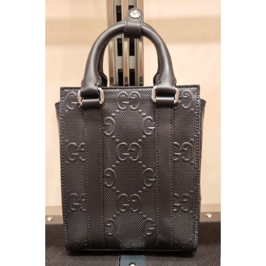 【セール】グッチ☆GGエンボス レザー ミニ トートバッグ 696010