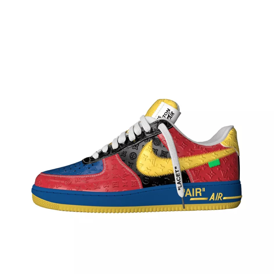 【新商品発売】【今年の新商品】Louis Vuitton Nike Air Force 1 Low By Virgil Abloh Black Metallic Silver【本物保証】【代金引換】