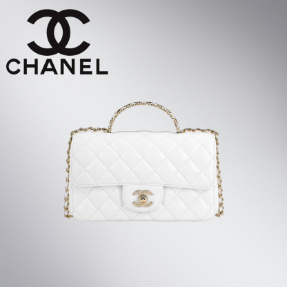 シャネル 23A キラキラビジュー トップハンドルバッグ ホワイト