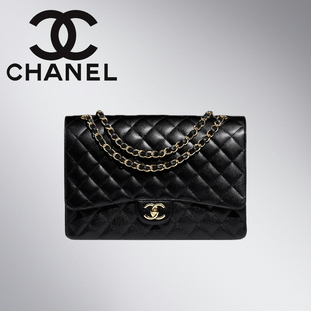 シャネル クラシックフラップ マトラッセ 25cm ブラック/S金具