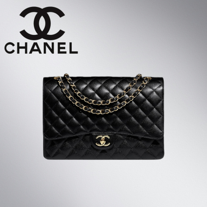 シャネル クラシックフラップ マトラッセ 25cm ブラック/S金具